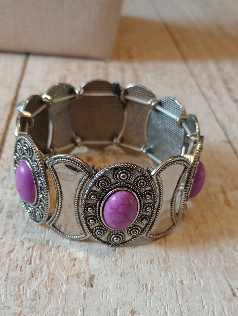 paparazzi Silver-Tone Bracelet with Purple Cabochons